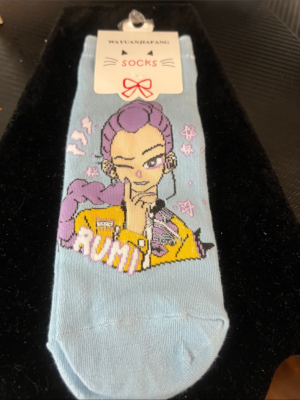 Light Blue Graphic Women's Socks with Cartoon Character